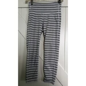 Athleta Chaturanga Heather Gray Striped Capri Leggings Women's X Small High Rise